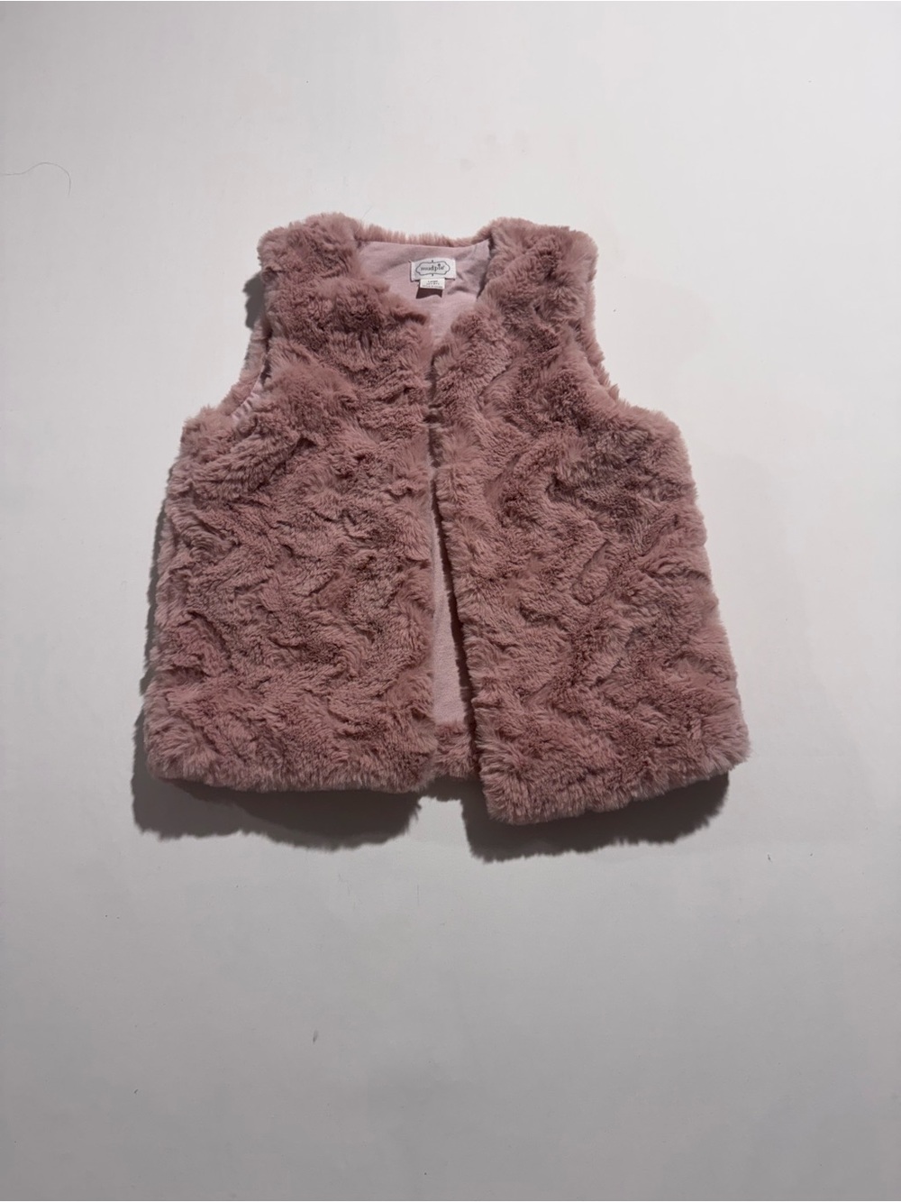 Mud Pie Girls Pink Faux Fur Vest Size 4T-5T Large